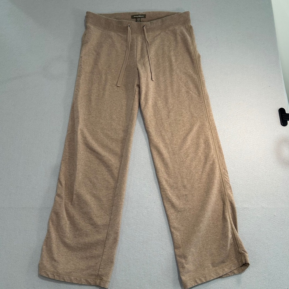 Tommy Bahama Lounge Pants Womens Medium Brown Drawstring Wide Leg Jersey Cotton